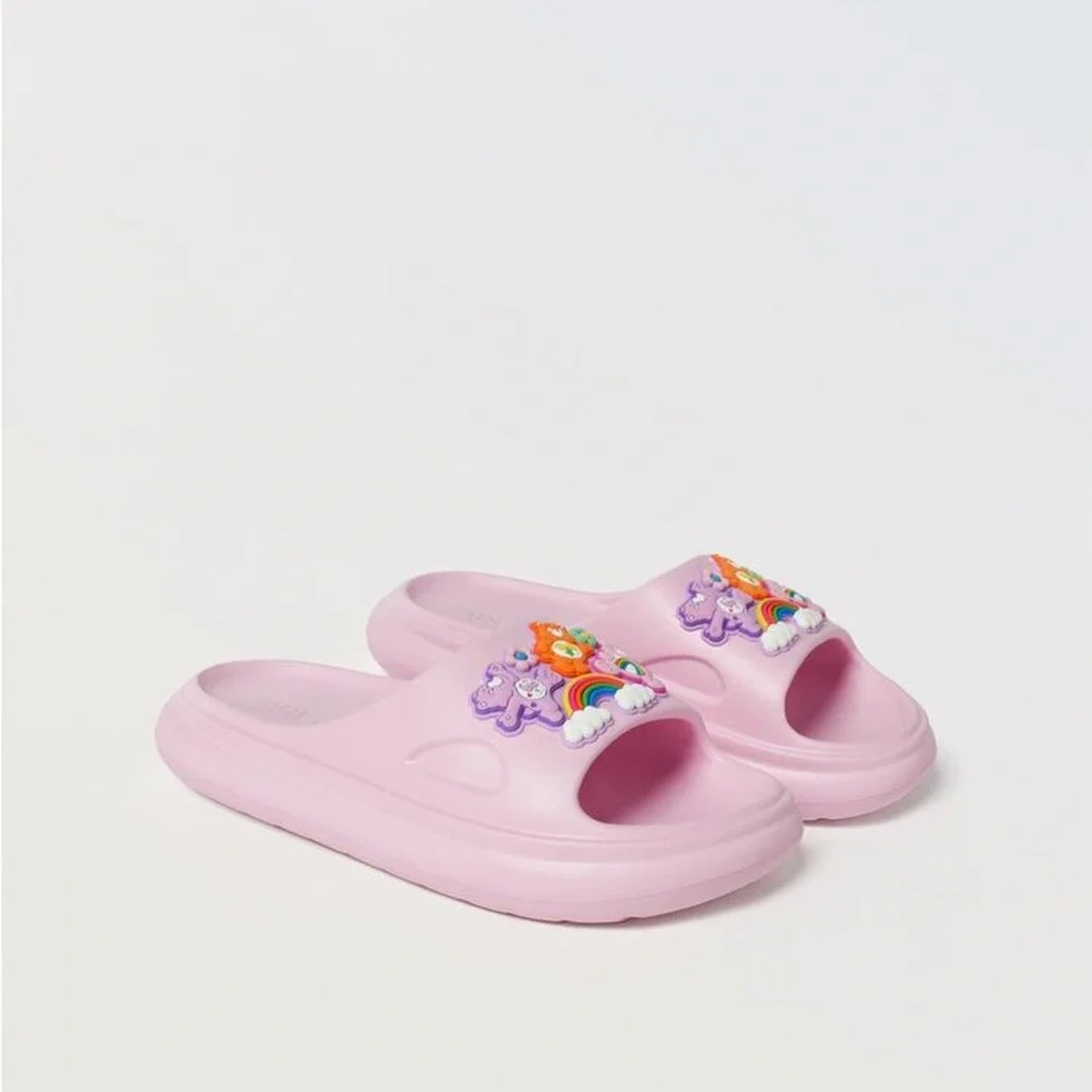 Zara Kids Pink Care Bear Pool Slides - Size EU 37 / US‎ Kids 5